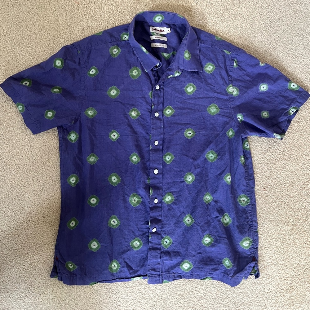 Fabindia Purple and Green Casual Shirt